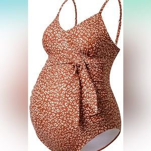 Leopard Print Maternity Swimsuit